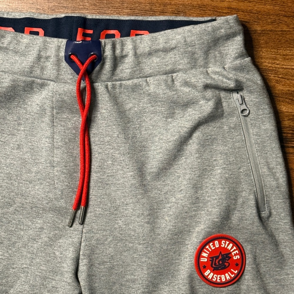 Baseballism USA Baseball Mens Large Jogger Sweatpants Gray Zip Pockets Athletic